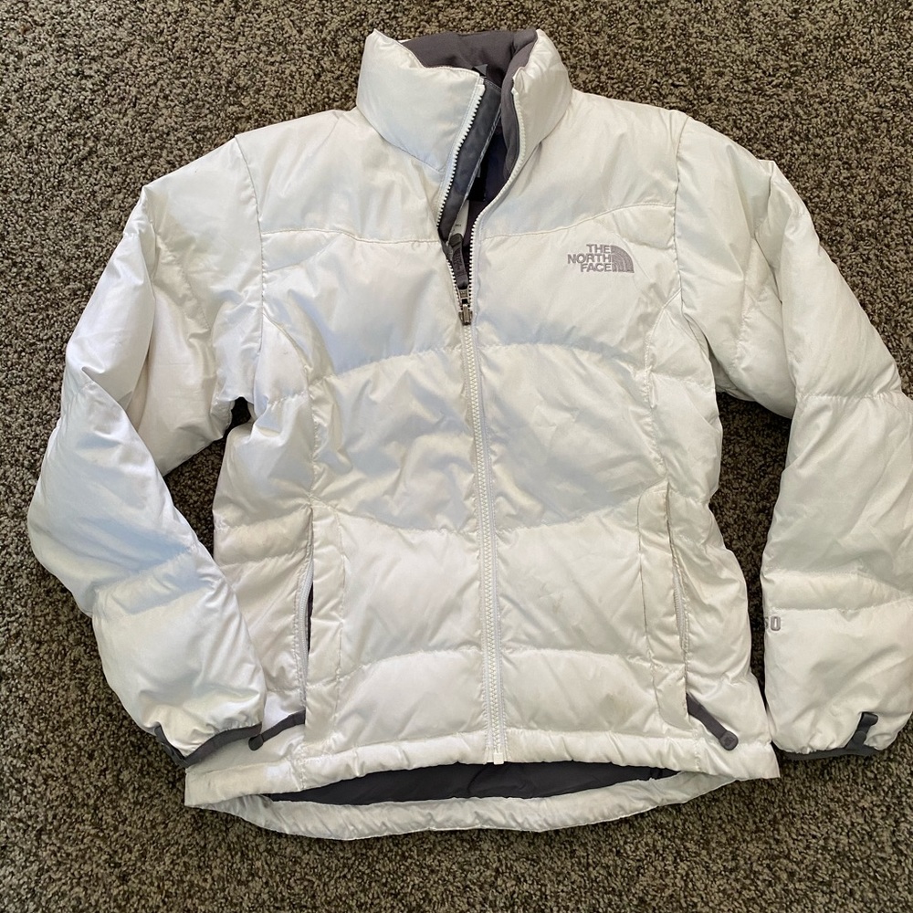 The north face white winter down coat xs
